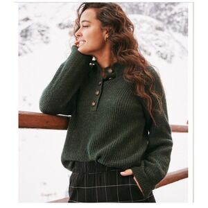 Marine Layer Evelyn Wool Alpaca Blend Knit Sweater Womens XL Green Winter Cozy‎